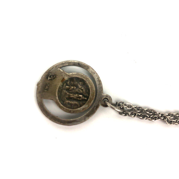 St Mary Religious Pendant Double Sided Silver Made Italy Vintage Catholic Charm - Picture 8 of 10